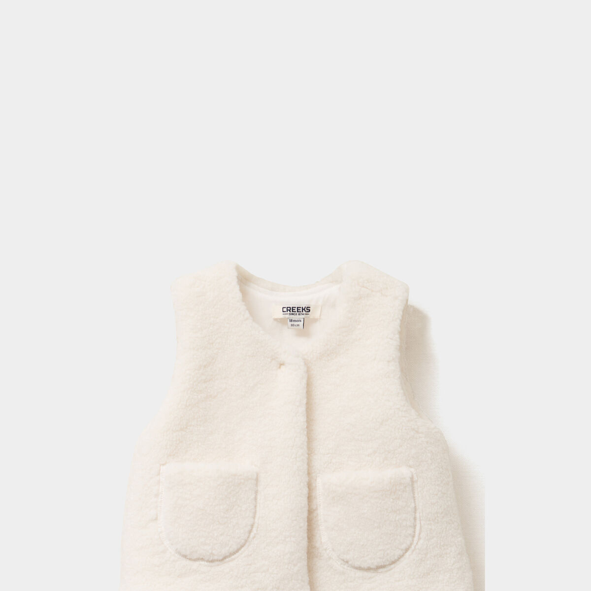 Gilet effet polaire sans manches ivoire b&eacute;b&eacute; fille