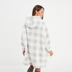 Poncho plaid effet polaire &agrave; capuche ecru femme