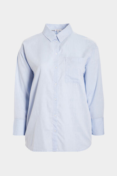 Chemise manches longues bleu clair femme grande taille