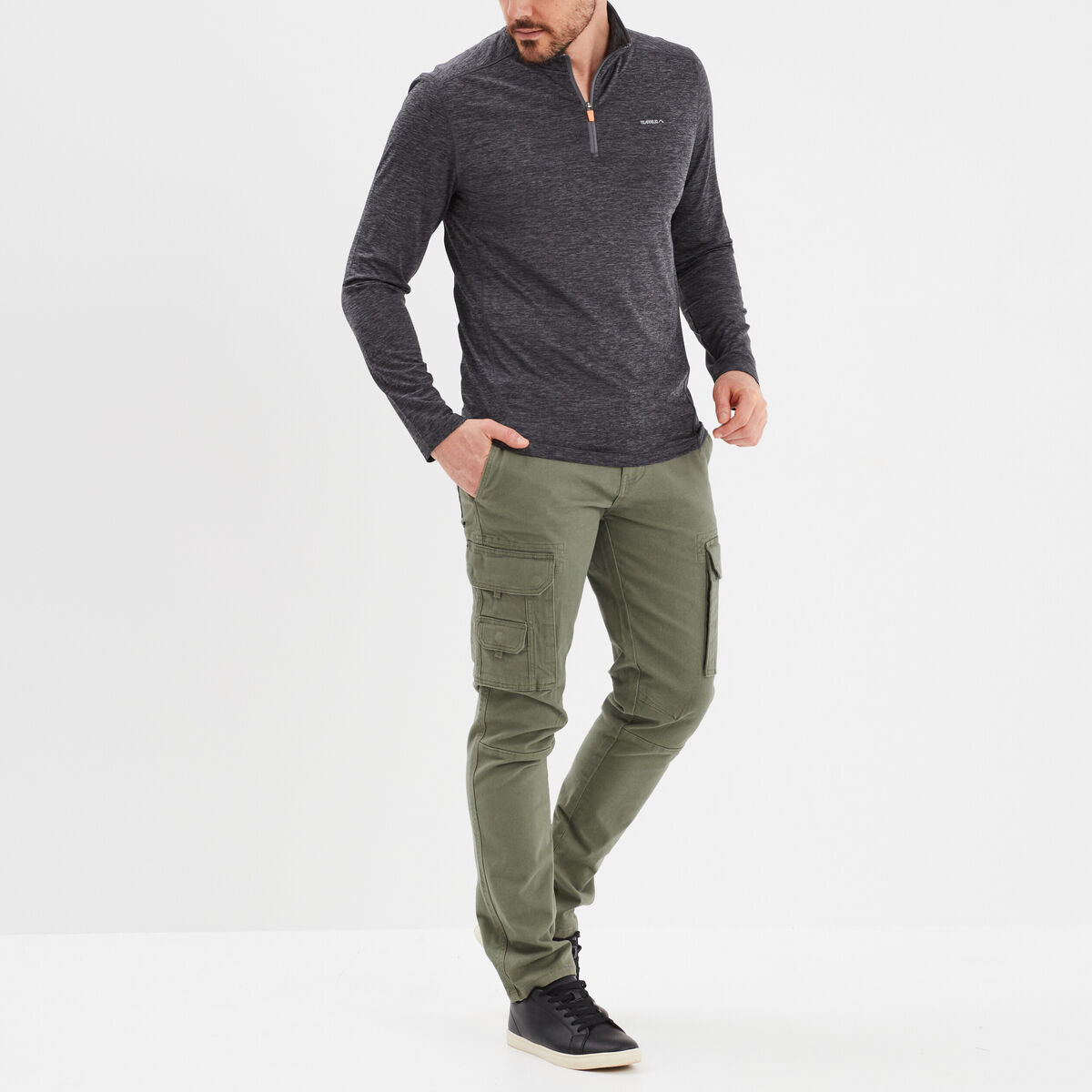 T-shirt col camionneur Trappeur gris foncé homme