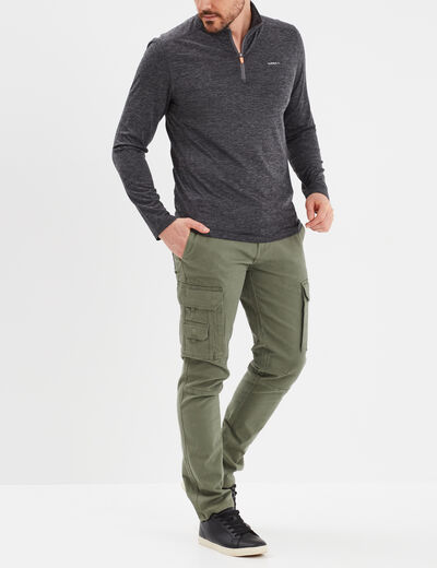 T-shirt col camionneur Trappeur gris foncé homme