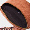 Sac banane aspect velours c&ocirc;tel&eacute; marron cognac femme