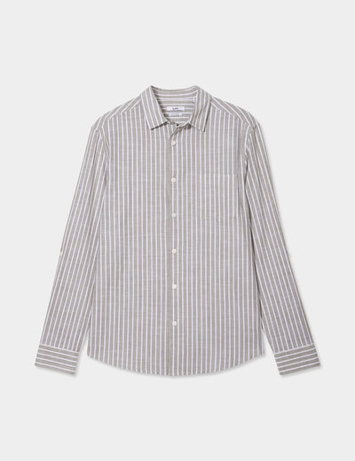 Chemise manches longues coton vert kaki homme