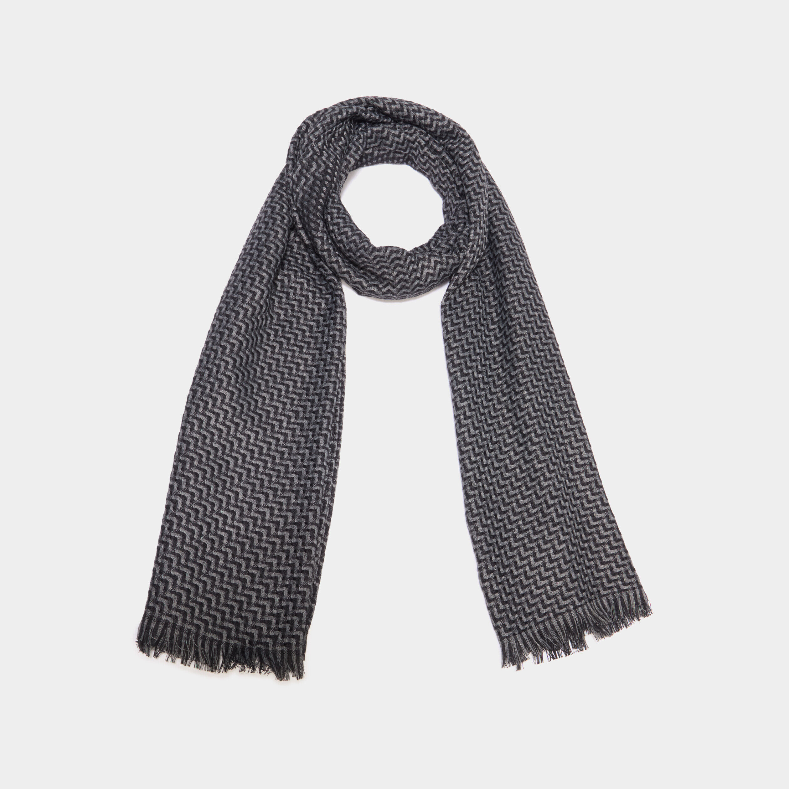 Foulard rectangulaire avec bords franges noir homme LH