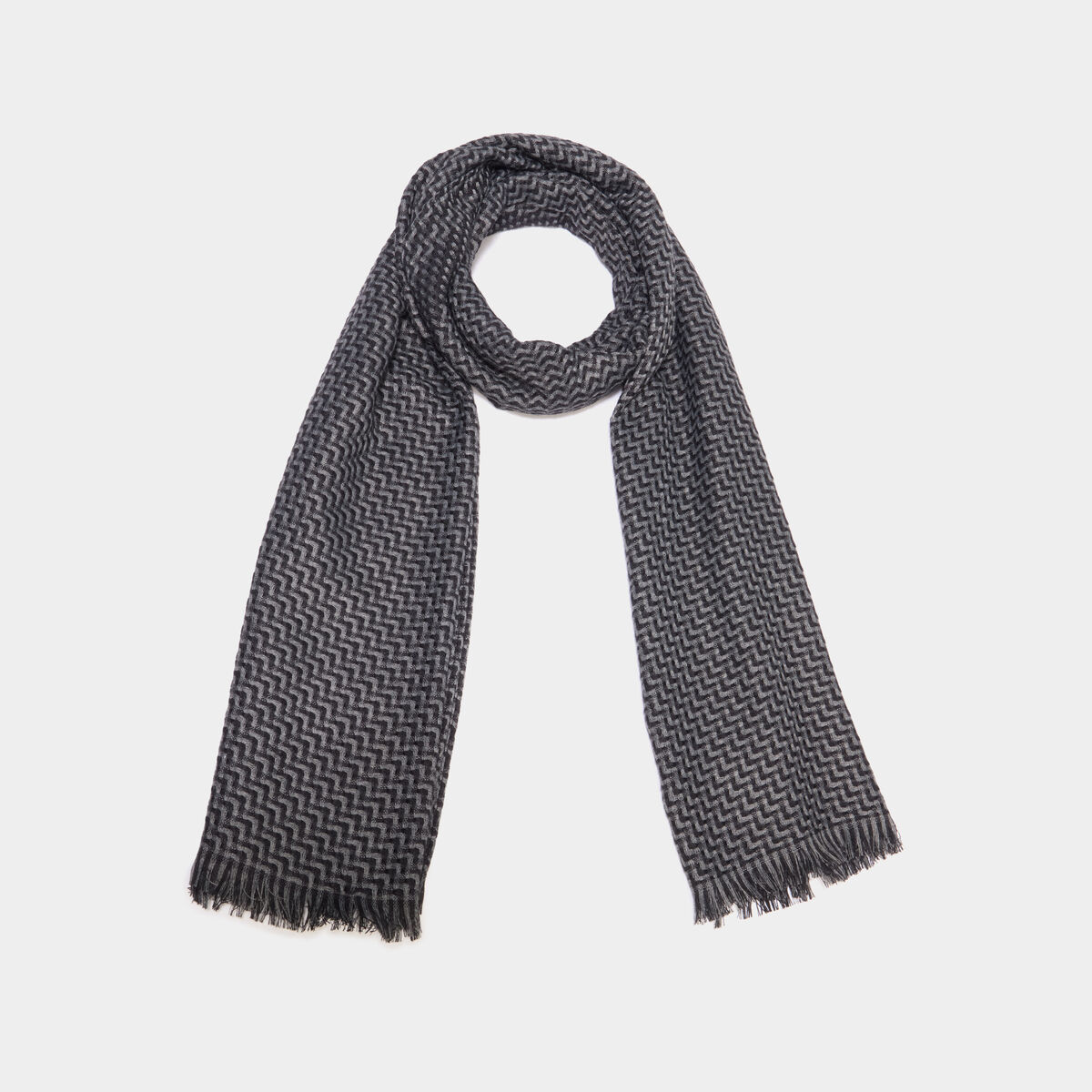 Foulard rectangulaire avec bords franges noir homme