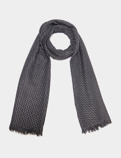 Foulard rectangulaire avec bords franges noir homme