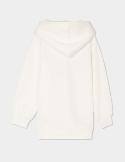 Sweat à capuche hoodie oversize Stitch ivoire fille