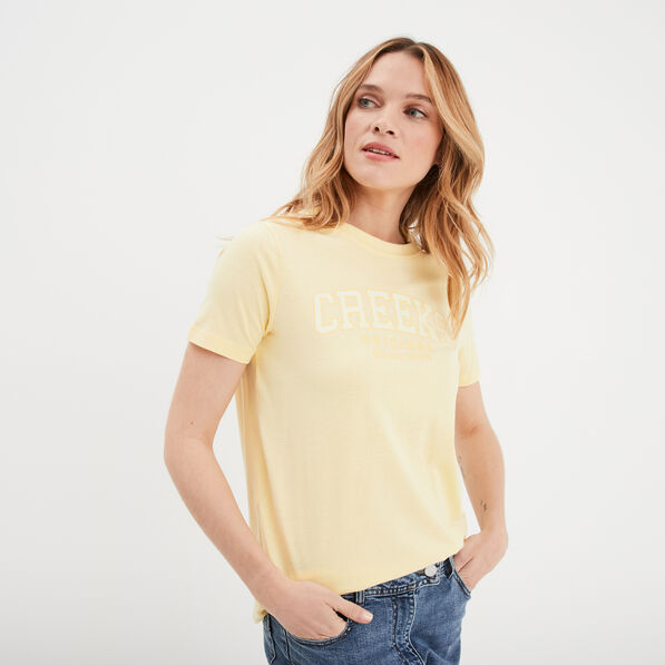 t shirt oversize col rond coton creeks jaune clair femme T-shirt oversize col rond coton Creeks jaune clair femme
