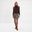 Pull poncho col roul&eacute; sans manches marron fonc&eacute; femme