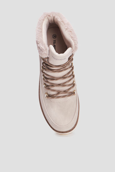 Bottines fourrées à lacets Trappeur taupe femme