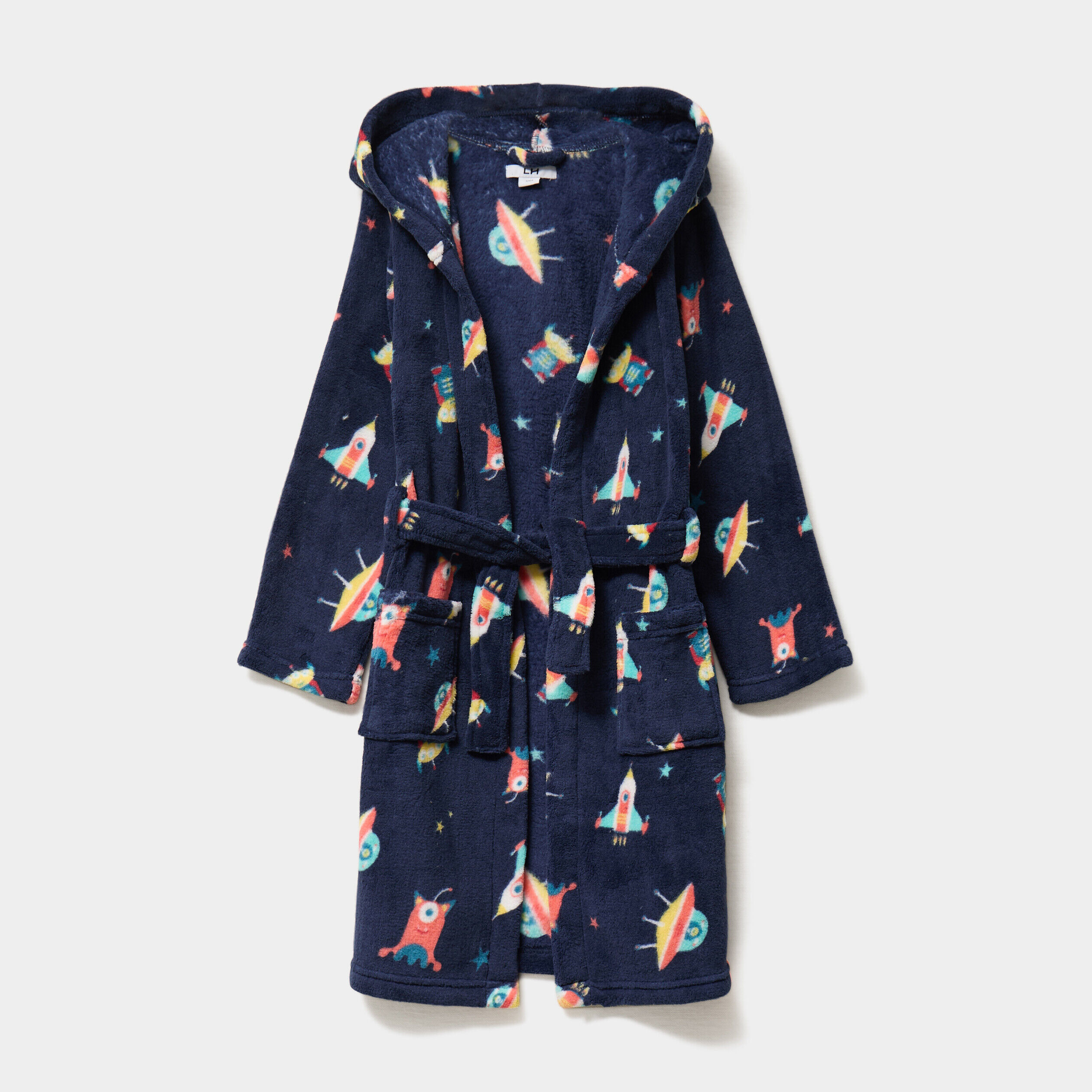 Peignoir à capuche effet polaire bleu garçon LH