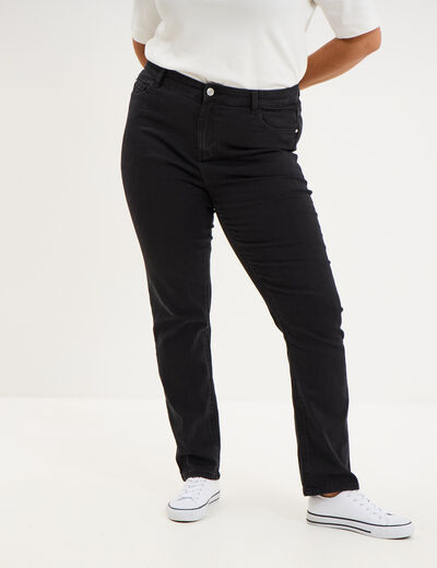 Jeans slim taille haute 5 poches denim noir femme grande taille