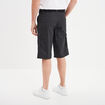 Bermuda cargo c&ocirc;tel&eacute; coton ceintur&eacute; gris fonc&eacute; homme