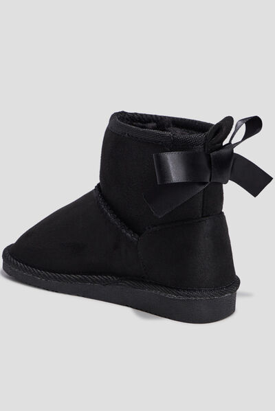 Bottines fourrées avec noeud noir fille