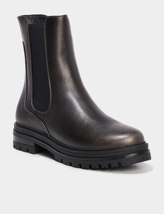 Boots chelsea crant&eacute;es noir femme