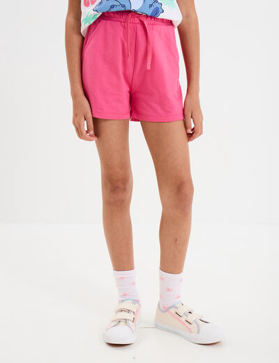 Short de jogging taille élastiquée rose fushia fille