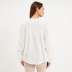 Blouse brod&eacute;e col tunisien coton blanc femme