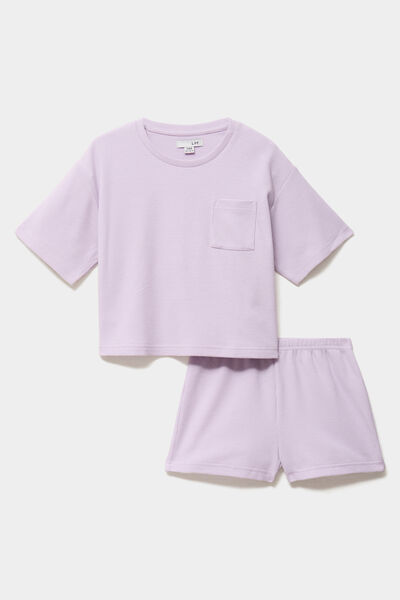 Ensemble pyjama short et t-shirt violet clair fille
