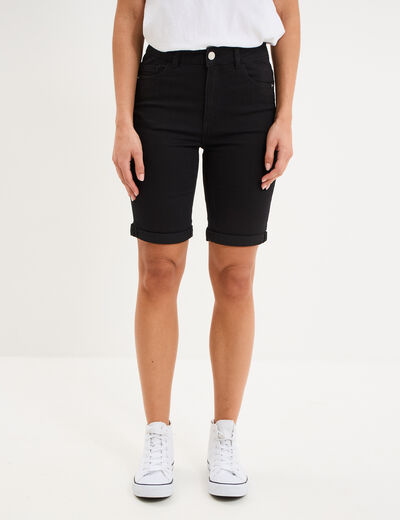 Bermuda en jean slim denim noir femme