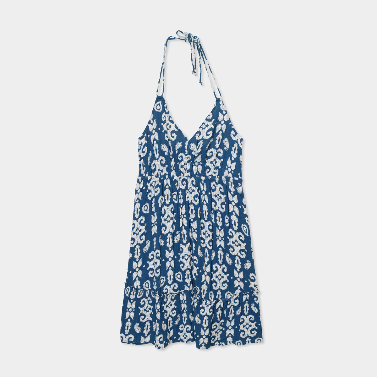 Robe courte dos nu en crépe bleu marine femme