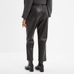Pantalon simili cuir taille élastiquée noir femme