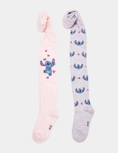 Lot 2 collants opaques Stitch multicolore fille