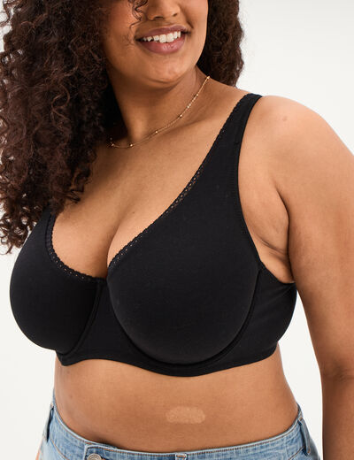 Soutien-gorge foulard coton majoritaire noir femme grande taille