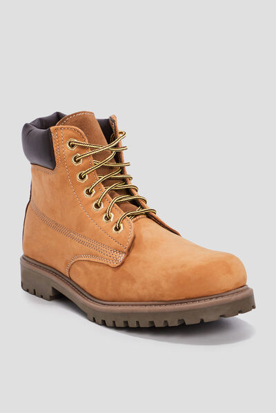 Bottines plates en cuir jaune homme