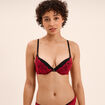 Soutien-gorge push up micro dentelle rouge femme