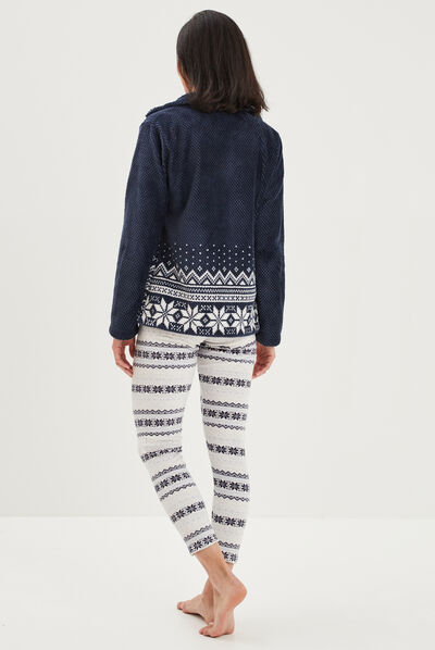 Ensemble pyjama 3 pièces pilou gris foncé femme