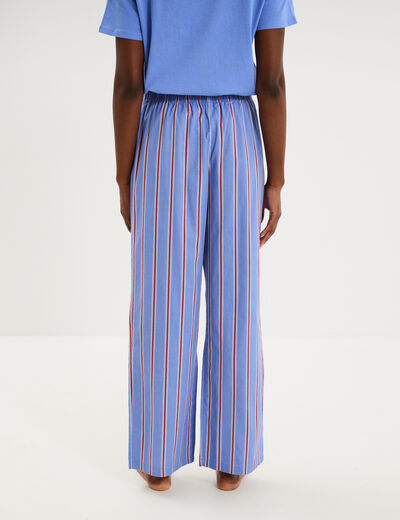 Pantalon de pyjama droit coton bleu femme