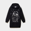 Robe sweat relax capuche sequins Stitch noir fille
