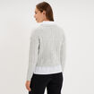 Pull torsades effet 2-en-1 chemise gris clair femme