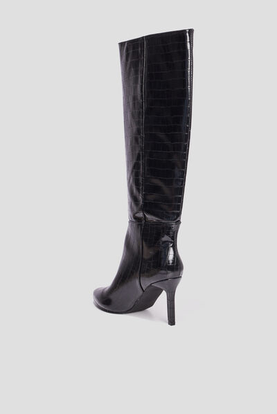 Bottes vernies croco Mosquitos noir femme