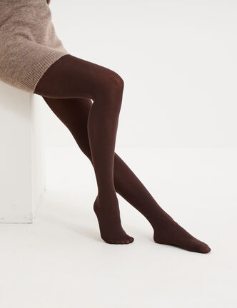 Collant thermique touch&eacute; doux marron fonc&eacute; femme