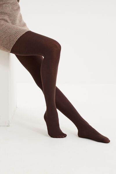Collant thermique touch&eacute; doux marron fonc&eacute; femme