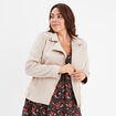Blouson zippé effet suédine style biker beige femme grande taille