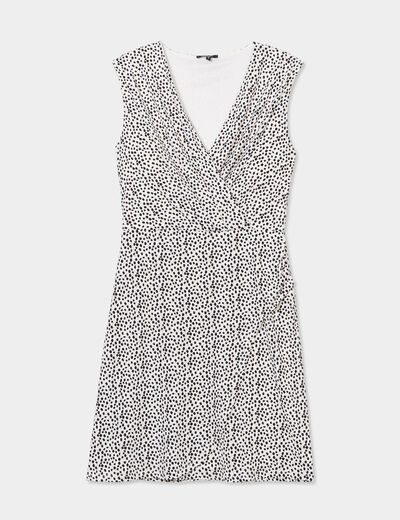 Robe courte sans manches drapée beige femme