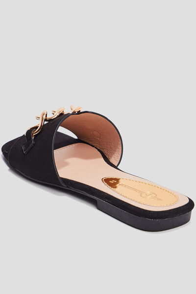 Mules avec chaînes Mosquitos noir femme