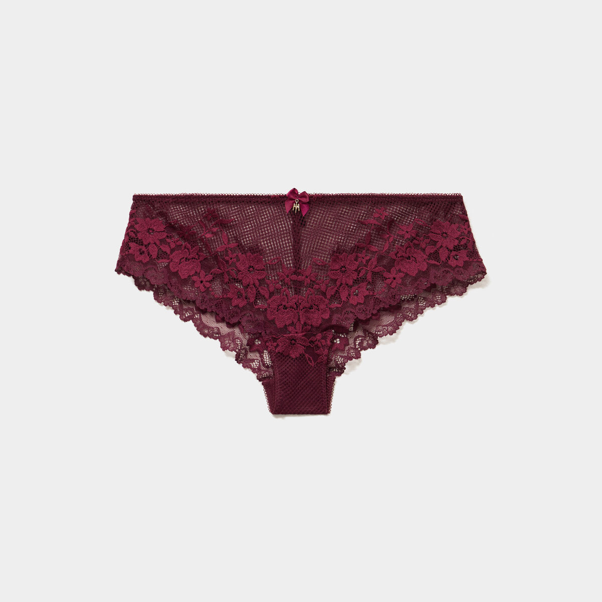 Shorty en dentelle prune femme