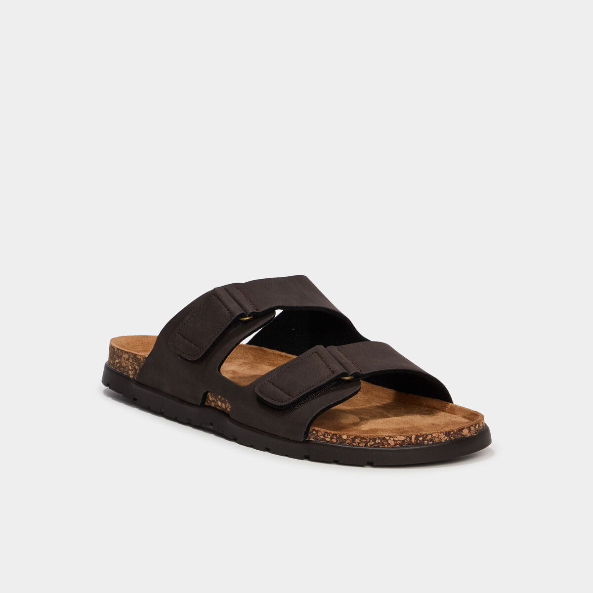 Mules double brides &agrave; scratchs marron homme