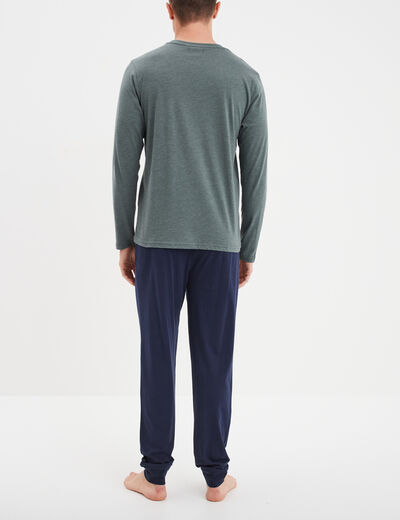 Ensemble pyjama pantalon vert kaki homme