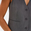 Gilet Barman sans manches ajust&eacute; gris fonc&eacute; femme