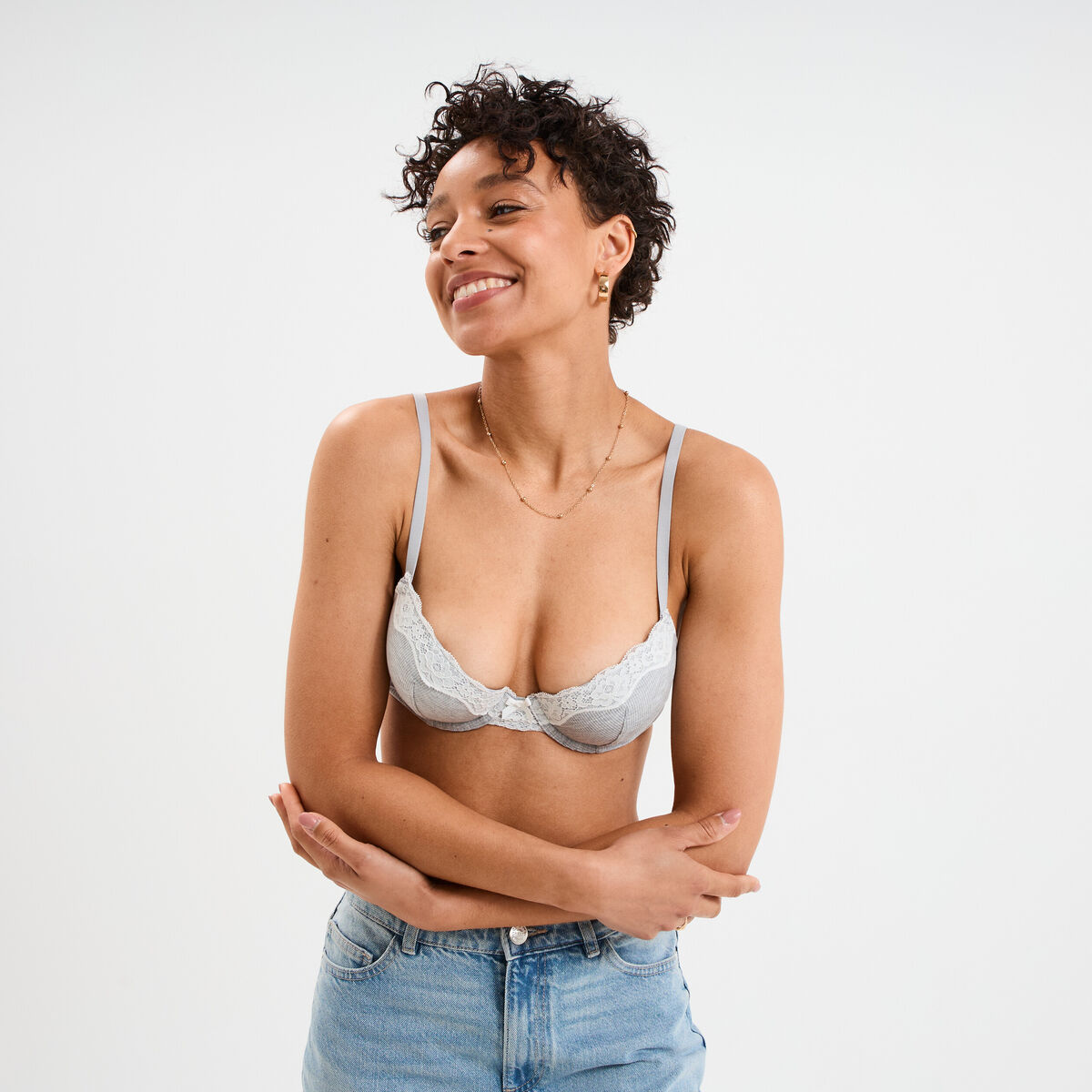 Soutien-gorge corbeille paddé gris femme