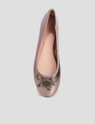 Ballerines avec noeud gris argent femme