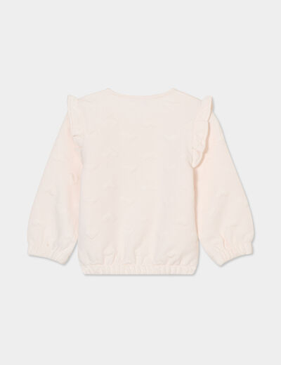 Gilet zipp&eacute; matelass&eacute; coeur &agrave; volants creme b&eacute;b&eacute; fille