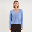 Pull col V ajour&eacute; manches longues bleu ciel femme