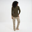 Ensemble pyjama manches longues 2 pièces vert kaki femme