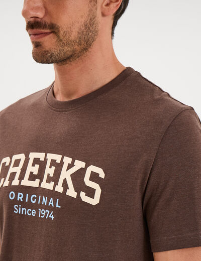 T-shirt manches courtes coton marron chocolat homme