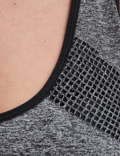 Brassière sport microfibre dos nageur gris femme